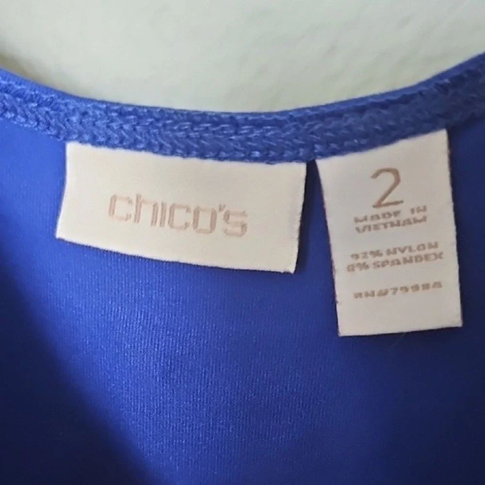 Chico's Stretchy Royal Cobalt Blue Fitted Sleeveless Scoop Neck Tank Size 2 M/L